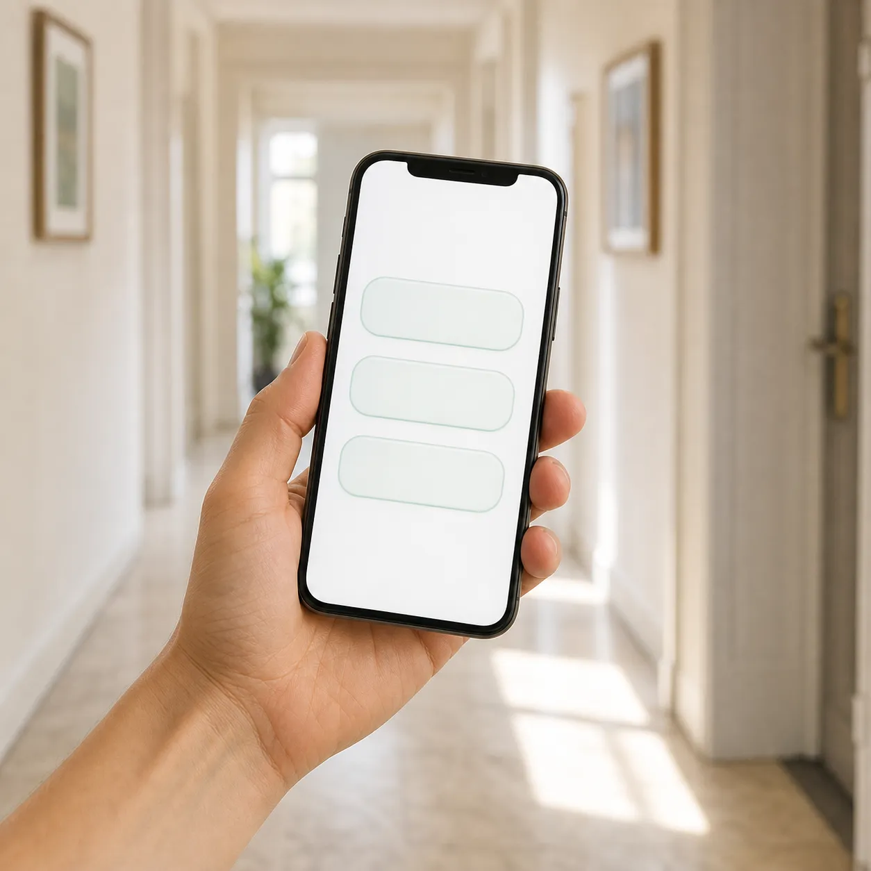 Illustrative Szene zur Sprachwahl einer mobilen Checkliste im Arbeitsalltag.